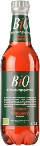 Bio Erfrischungsgetränk - Holunder-Cranberry 500ml